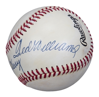Ted Williams & Bill Terry Dual Signed ONL Feeney Baseball (PSA/DNA)